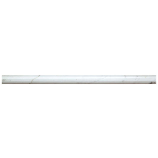 White 0.5x12 Polished Bianco Carrara Pencil Marble Tile Trim (10 pack, 0.5 sq ft/case)