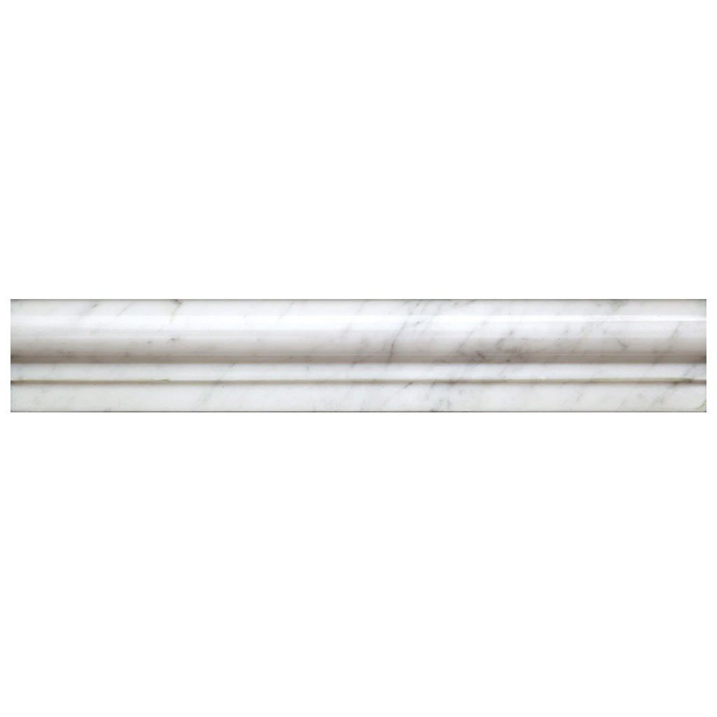White 2x12 Bianco Carrara Polished Chair Rail Marble Tile Trim (10 pack, 1.667 sq ft/case)