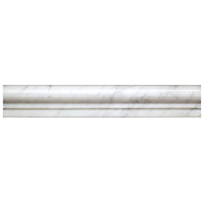 White 2x12 Bianco Carrara Polished Chair Rail Marble Tile Trim (10 pack, 1.667 sq ft/case)