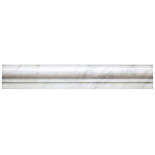 White 2x12 Bianco Carrara Polished Chair Rail Marble Tile Trim (10 pack, 1.667 sq ft/case)
