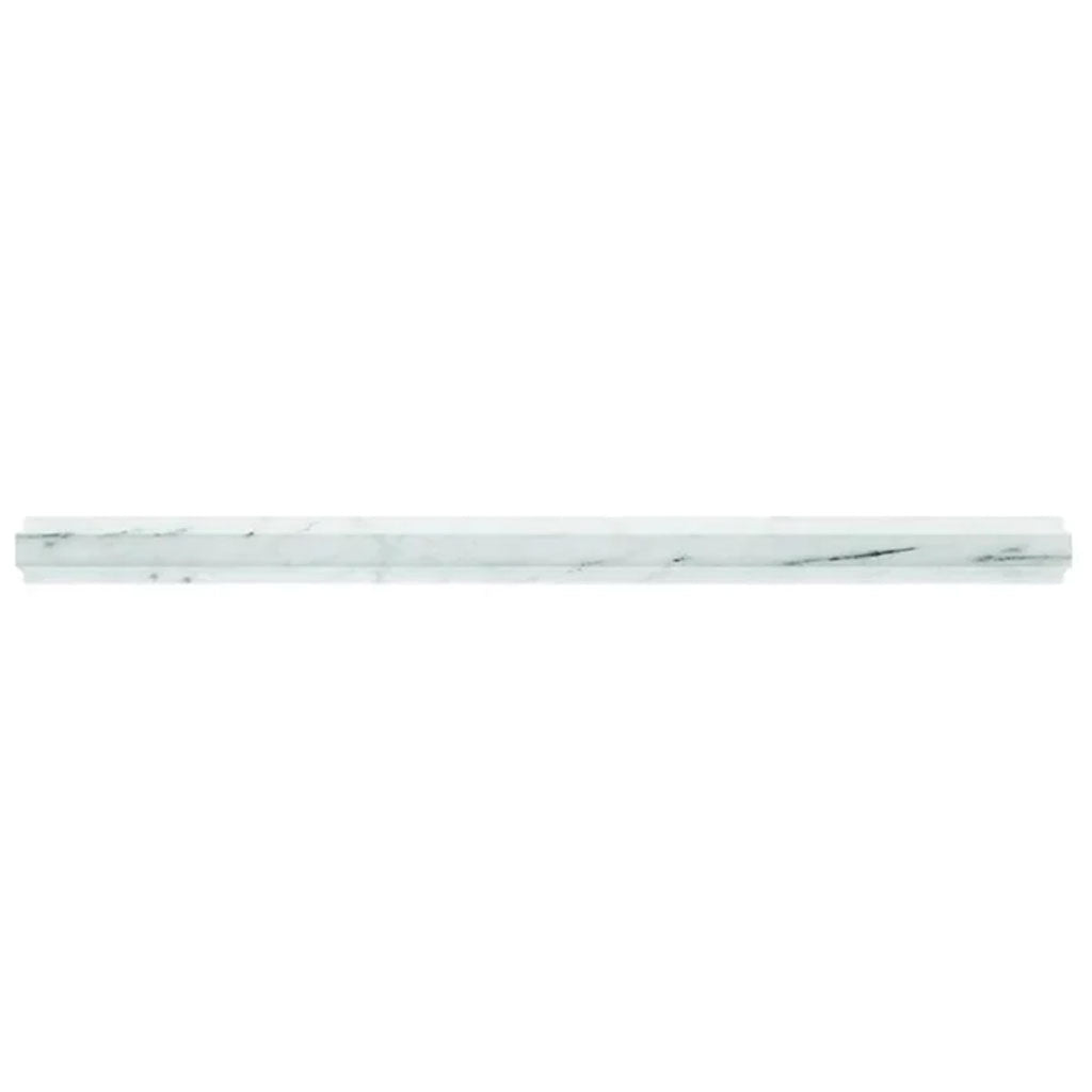 Pearl White 0.8x12 Polished Bianco Carrara Pencil Marble Tile Trim (10 pack, 0.667 sq ft/case)