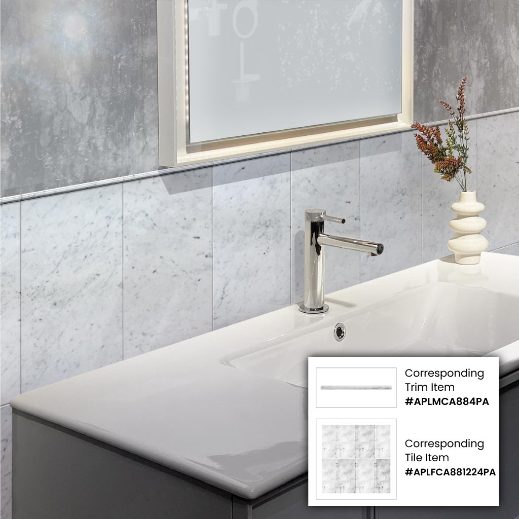 White 12x24 Polished Field Bianco Carrara Marble Tile (5 pack, 10 sq ft/case)