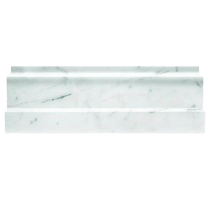 White 4x12 Polished Bianco Carrara Baseboard Marble Tile Trim (10 pack, 3.33 sq ft/case)