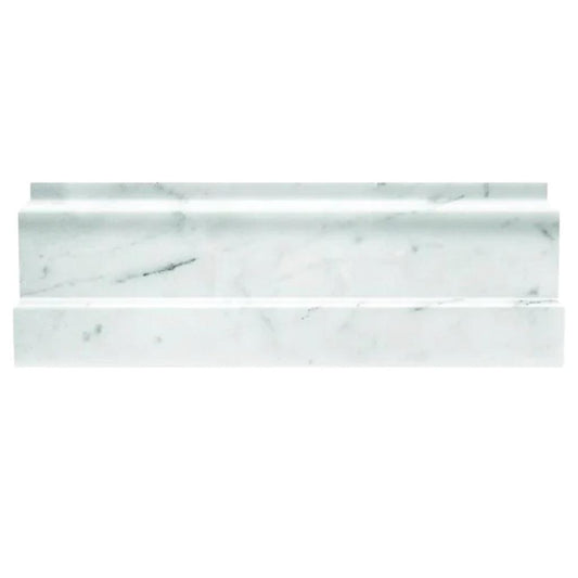 White 4x12 Polished Bianco Carrara Baseboard Marble Tile Trim (10 pack, 3.33 sq ft/case)