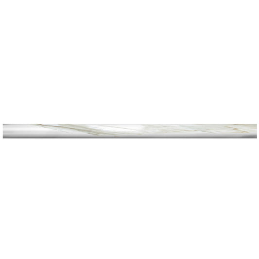 White 0.5x12 Polished Calacatta Gold Pencil Marble Tile Trim (10 pack, 0.5 sq ft/case)