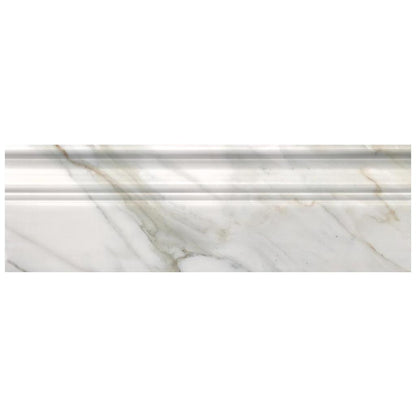 White 4x12 Calacatta Gold Polished Baseboard Marble Tile Trim (10 pack, 3.33 sq ft/case)