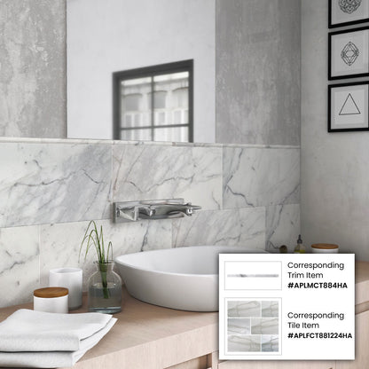 Snow White 0.8x12 Honed Marble Pencil Tile Trim (10 pack, 0.667 sq ft/case) - Sample