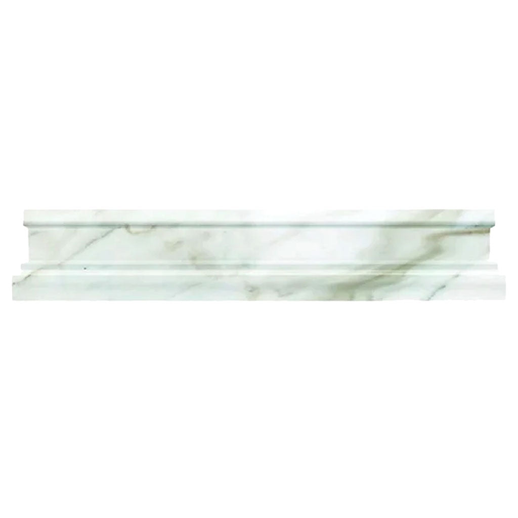 White 2x12 Polished Calacatta Gold Chair Rail Marble Tile Trim (10 pack, 1.667 sq ft/case)