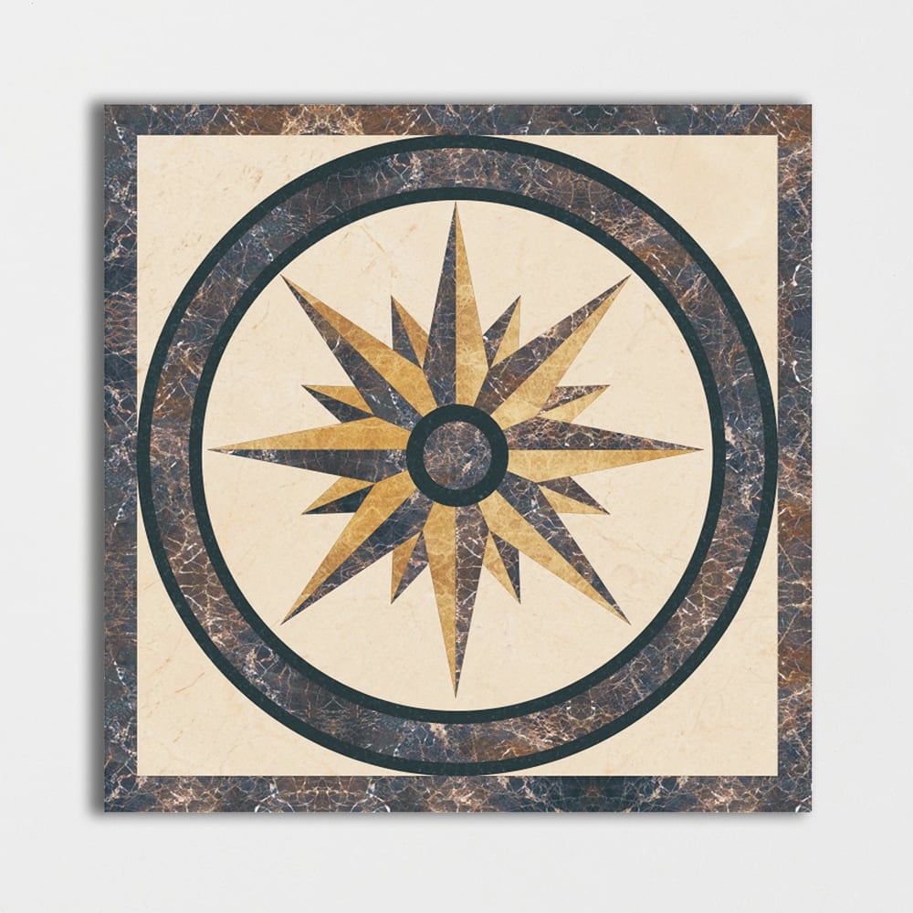 Square Aluminum Backed Multi Finish North Star Marble Medallions