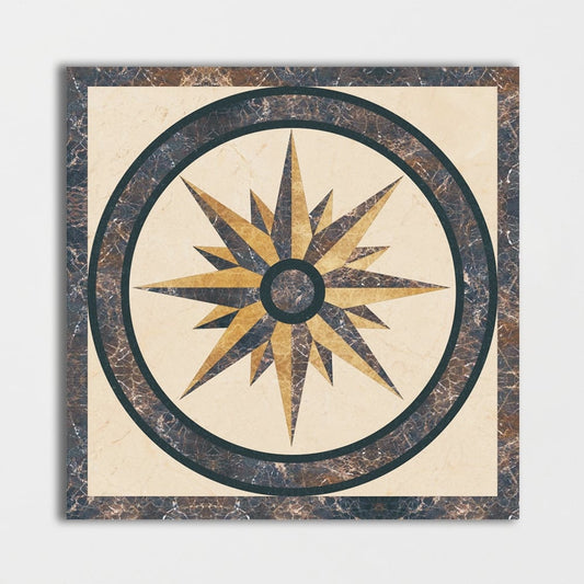 Square Aluminum Backed Multi Finish North Star Marble Medallions