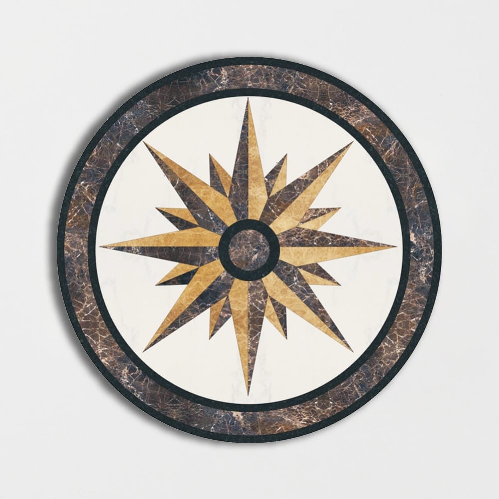 Round Aluminum Backed Multi Finish North Star Marble Medallions