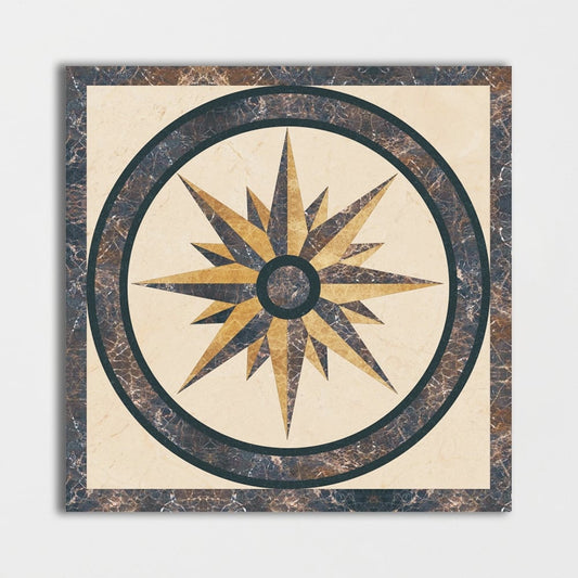 Square Aluminum Backed Multi Finish North Star Marble Medallions