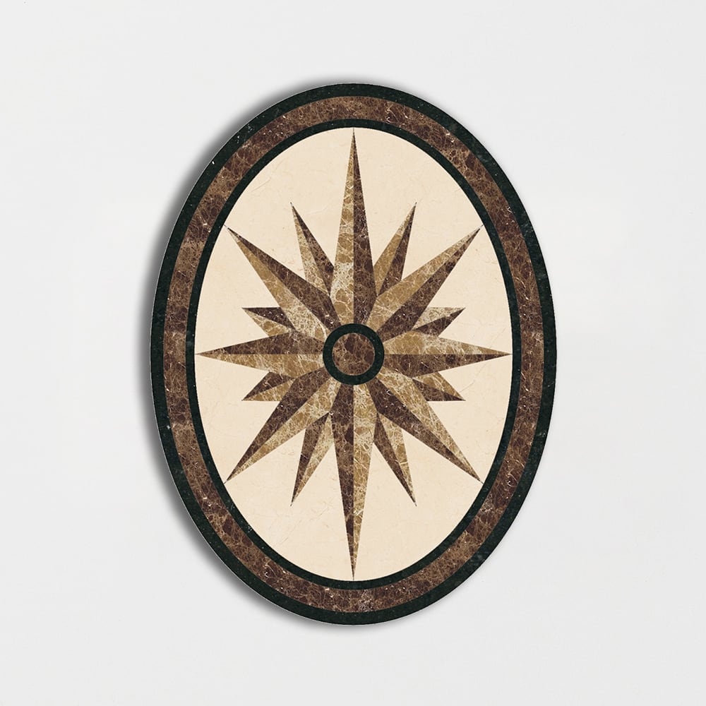 Oval Aluminum Backed Multi Finish North Star Marble Medallions