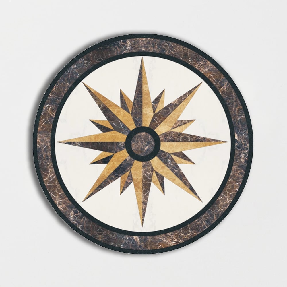 Round Aluminum Backed Multi Finish North Star Marble Medallions