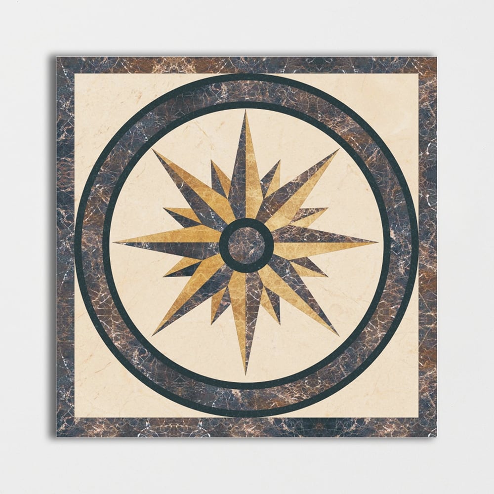 Square Aluminum Backed Multi Finish North Star Marble Medallions