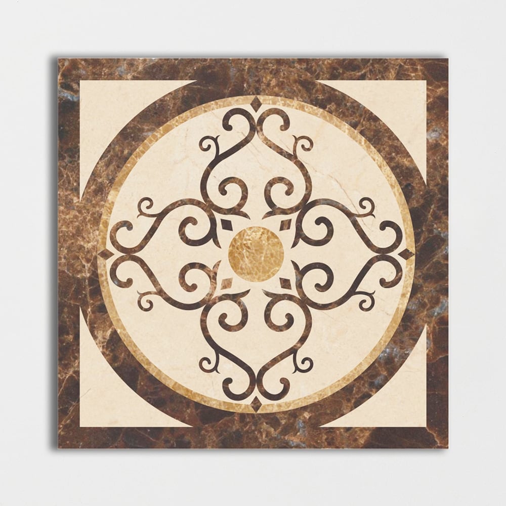Square Aluminum Backed Multi Finish Imperial Marble Medallions