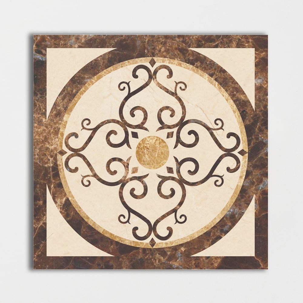 Square Aluminum Backed Multi Finish Imperial Marble Medallions