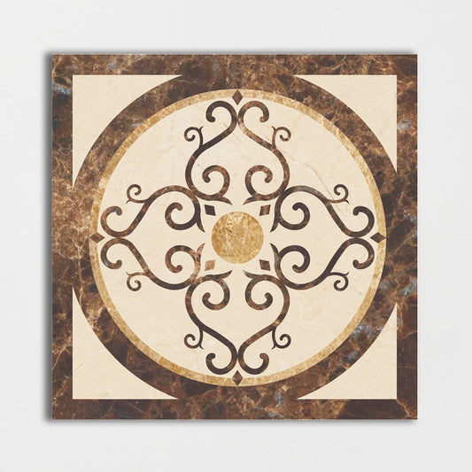 Square Aluminum Backed Multi Finish Imperial Marble Medallions