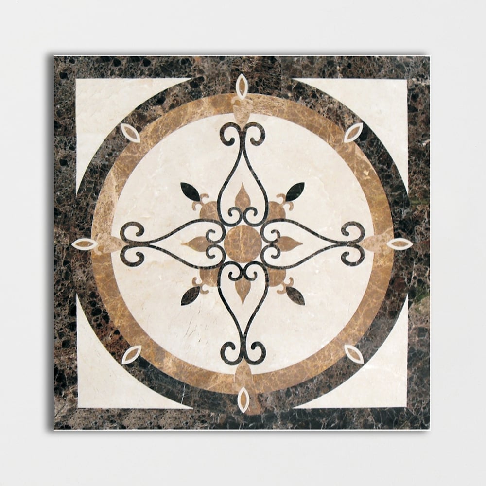 Square Aluminum Backed Multi Finish Primavera Marble Medallions