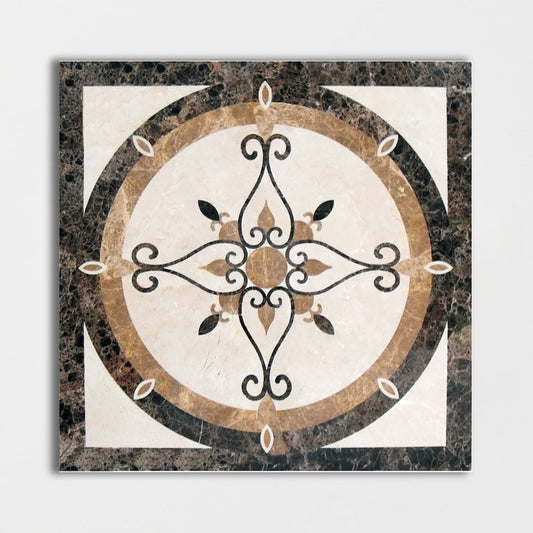 Square Aluminum Backed Multi Finish Primavera Marble Medallions