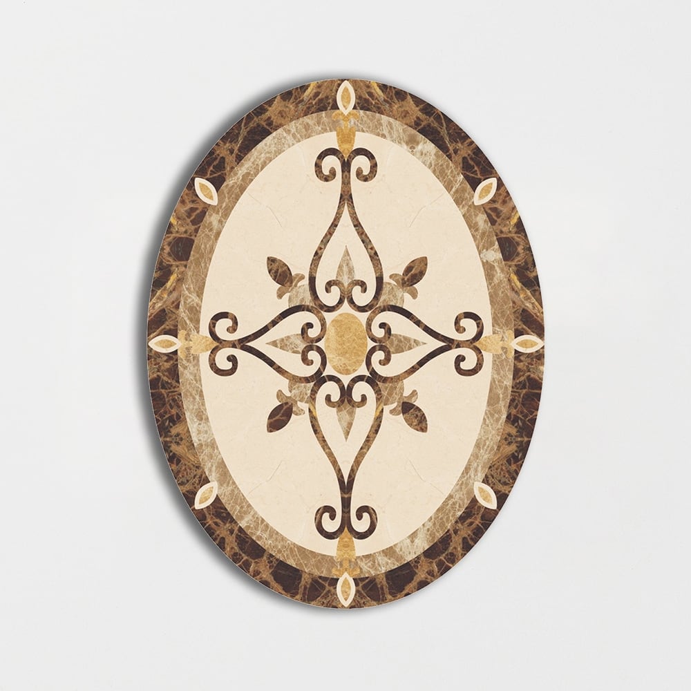 Oval Aluminum Backed Multi Finish Primavera Marble Medallions