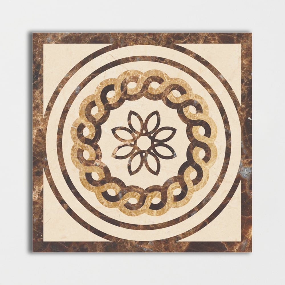Square Aluminum Backed Multi Finish Reflection Marble Medallions