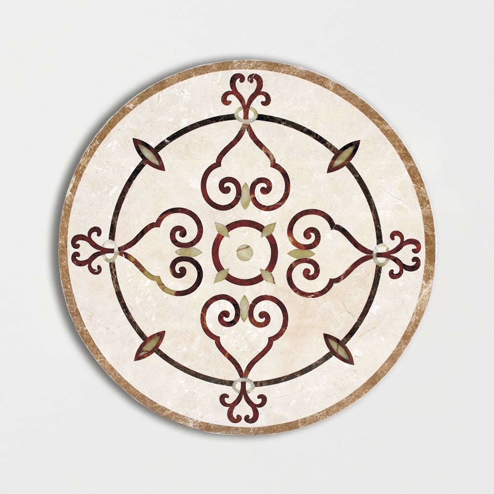 Round Aluminum Backed Multi Finish Alpine Marble Medallions