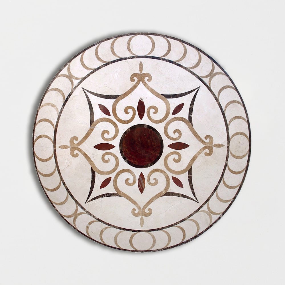 Round Aluminum Backed Multi Finish Sonoma Marble Medallions