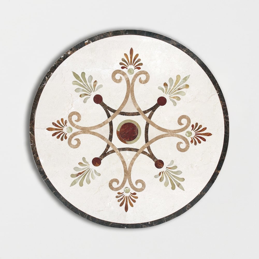 Round Aluminum Backed Multi Finish Mystic View Marble Medallions