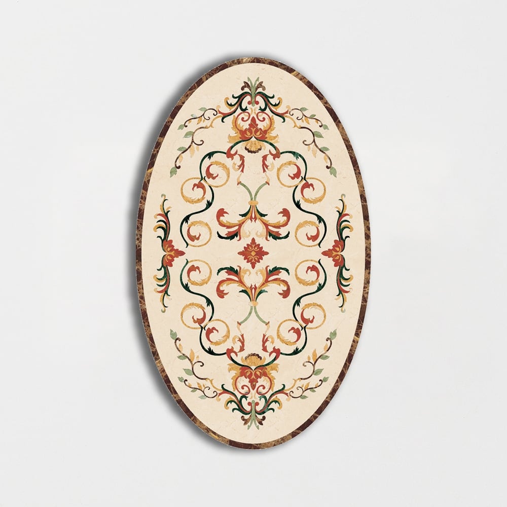 Oval Aluminum Backed Multi Finish Grace Marble Medallions