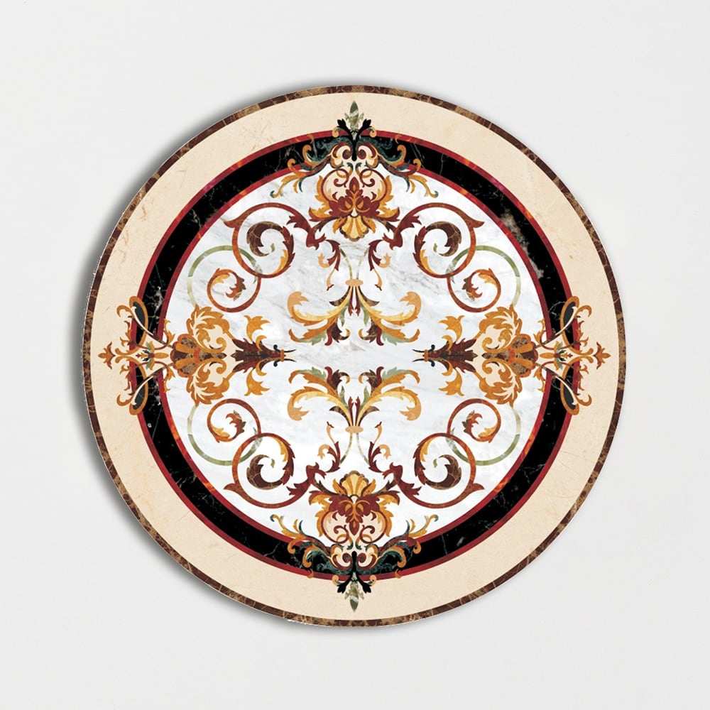 Round Aluminum Backed Multi Finish Rafael Marble Medallions