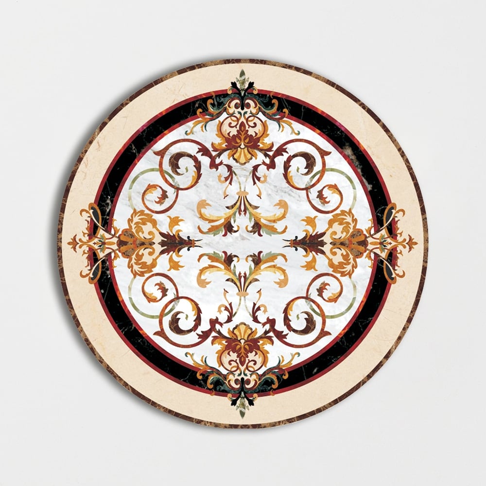 Round Aluminum Backed Multi Finish Rafael Marble Medallions