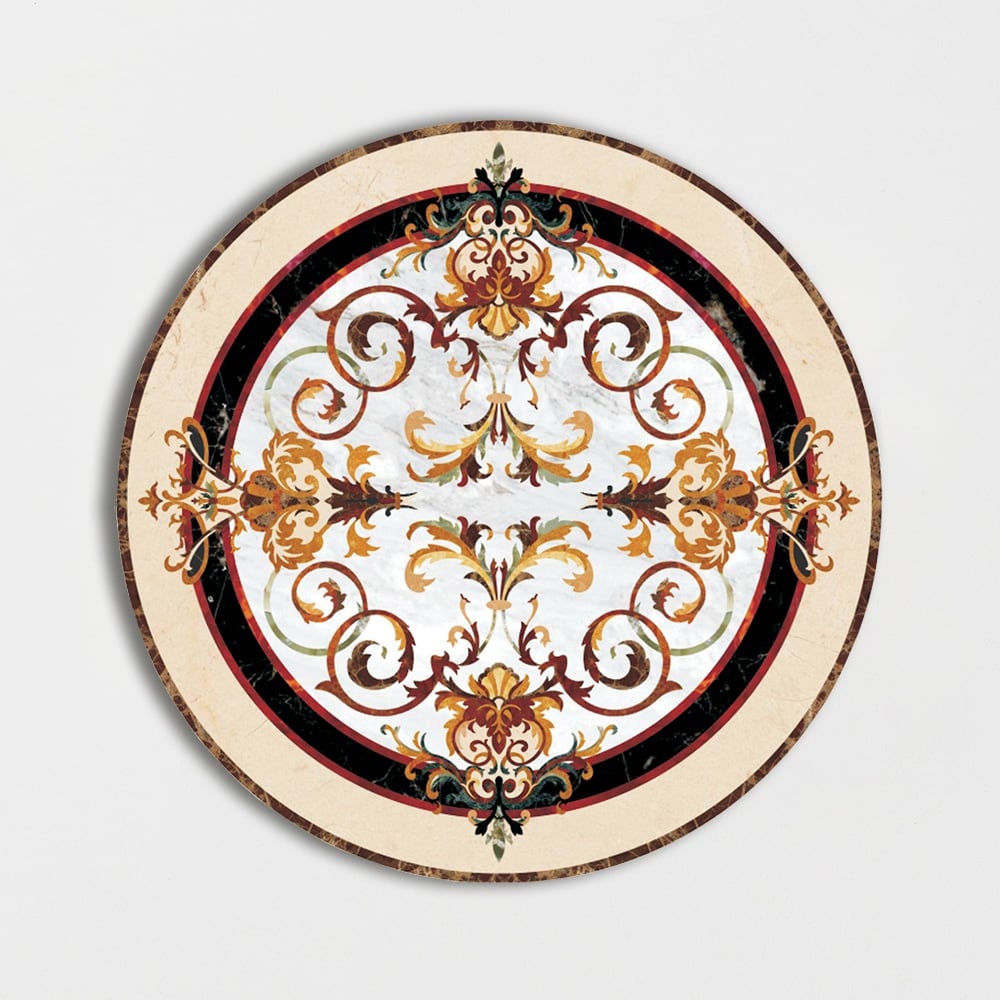 Round Aluminum Backed Multi Finish Rafael Marble Medallions