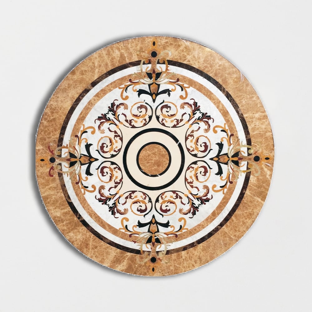 Round Aluminum Backed Multi Finish Canvas Marble Medallions