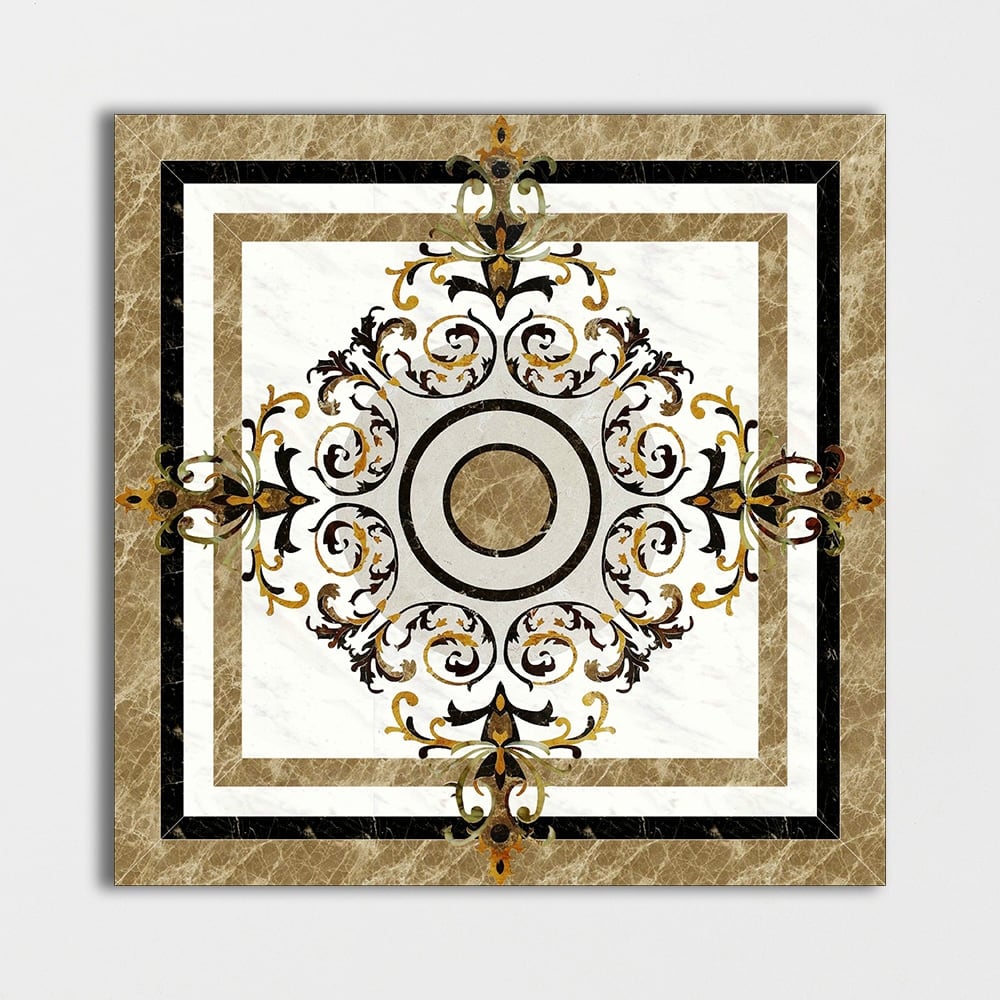 Square Aluminum Backed Multi Finish Canvas Marble Medallions