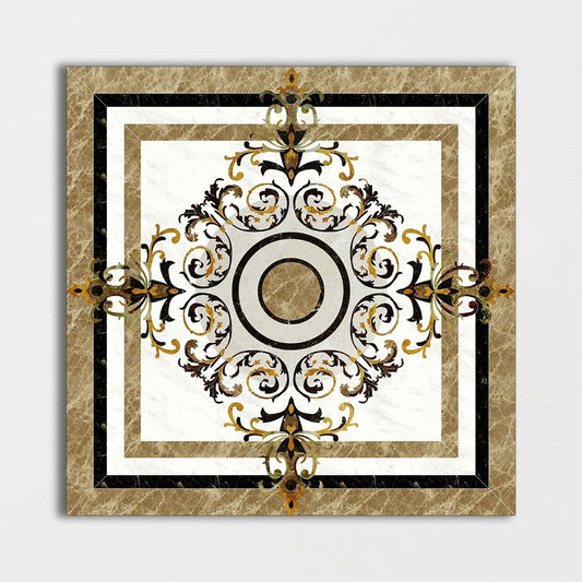 Square Aluminum Backed Multi Finish Canvas Marble Medallions