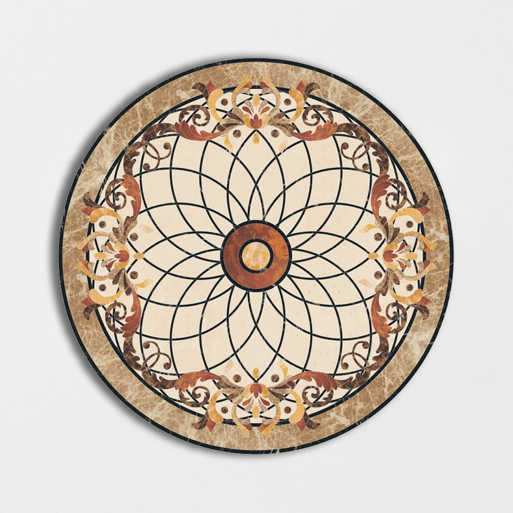 Round Aluminum Backed Multi Finish Aptus Marble Medallions