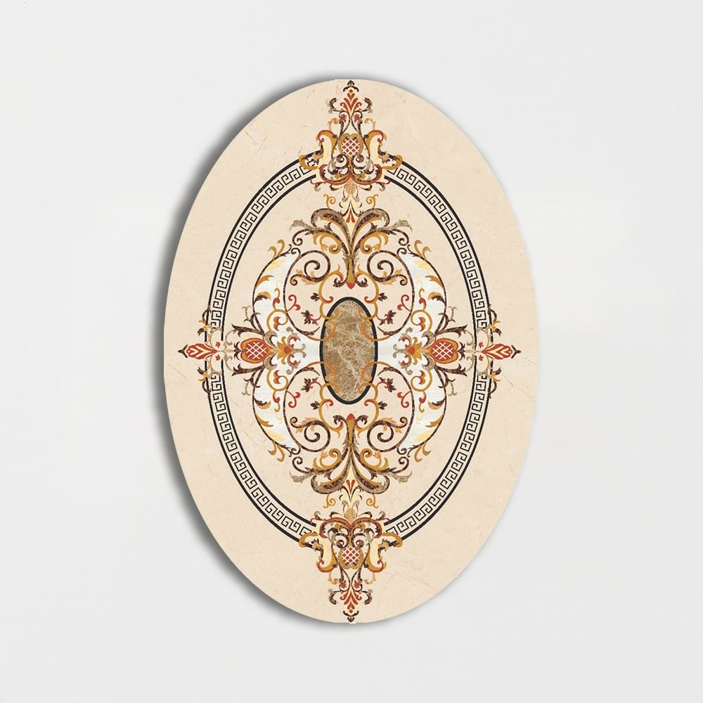 Oval Aluminum Backed Multi Finish Prosperity Marble Medallions