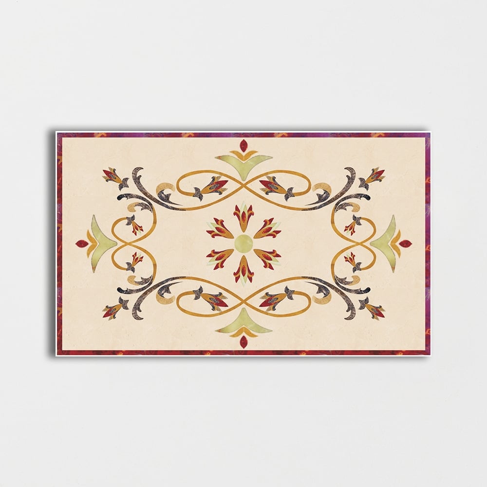 Rectangular Aluminum Backed Multi Finish Carnation Marble Medallions