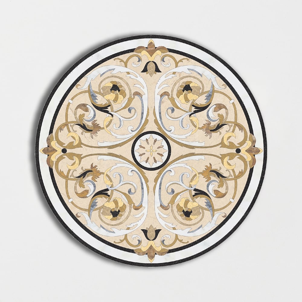 Round Aluminum Backed Multi Finish Milan Black Marble Medallions