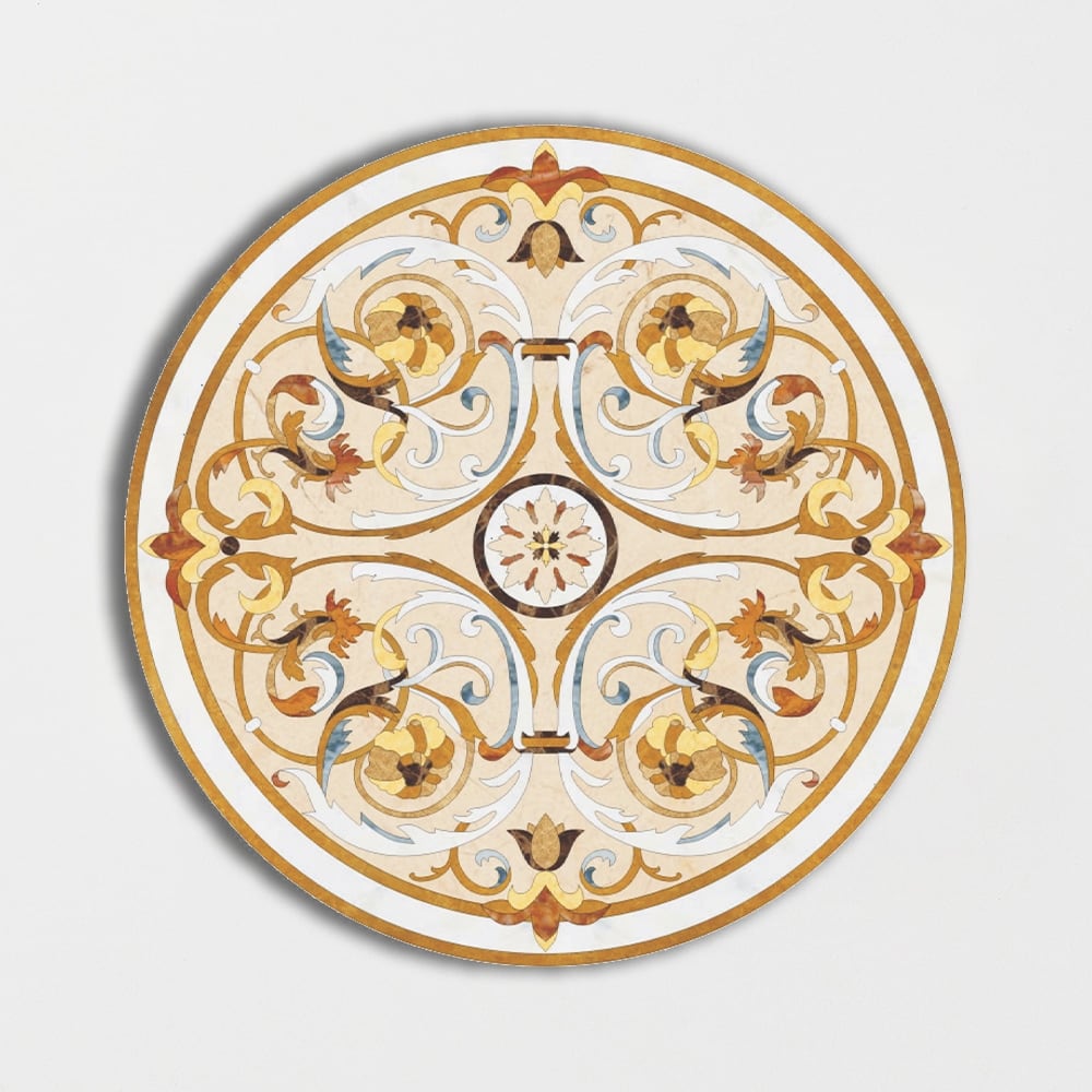 Round Aluminum Backed Multi Finish Milan Light Marble Medallions