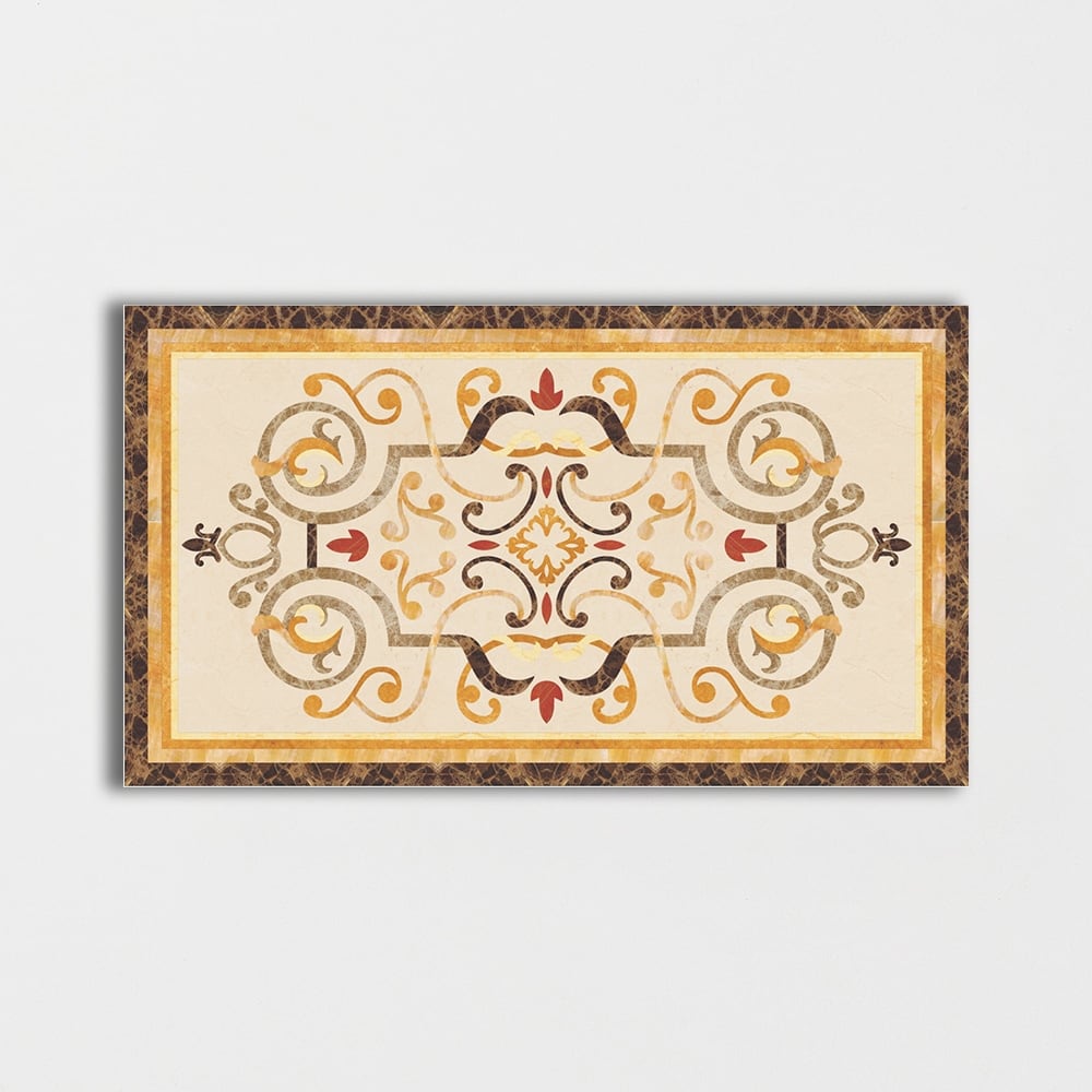 Rectangular Aluminum Backed Multi Finish Danbury Marble Medallions
