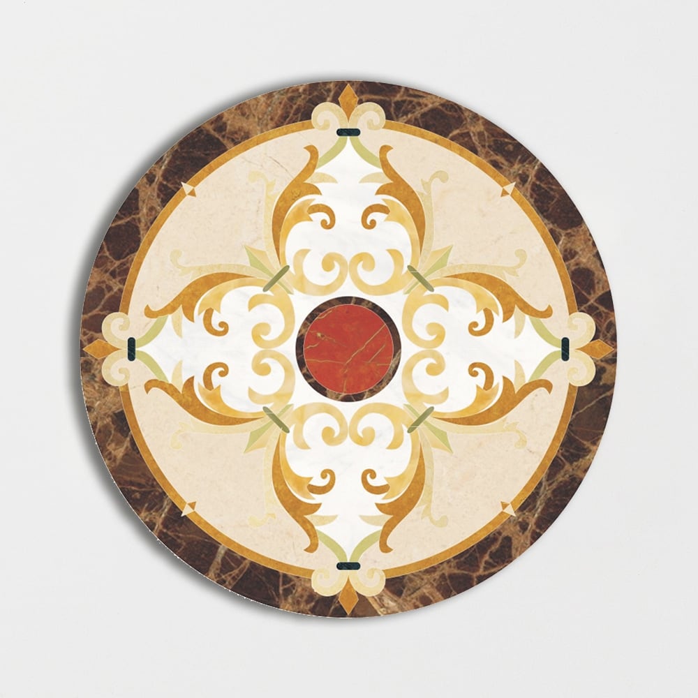 Round Aluminum Backed Multi Finish Delight Marble Medallions