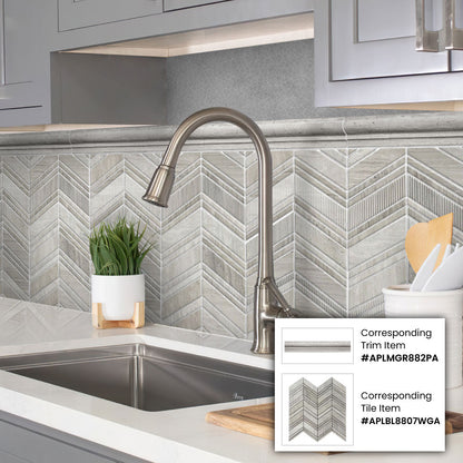Gray 2x12 Polished Marble Chair Rail Tile Trim (10 pack, 1.667 sq ft/case) - Sample