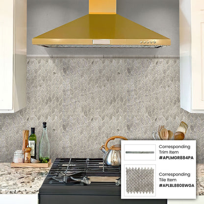 Wooden Grey 0.8x12 Polished Pencil Marble Tile Trim (10 pack, 0.667 sq ft/case)
