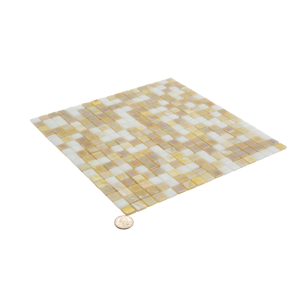 Yellow Gold White 12x12 Glossy Uniform Square Glass Mosaic Tile (20 pack, 18.69 sq ft/case)