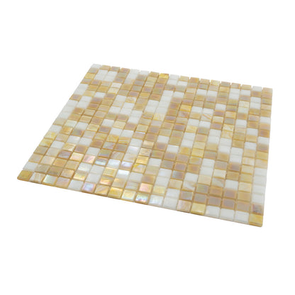 Yellow Gold White 12x12 Glossy Uniform Square Glass Mosaic Tile (20 pack, 18.69 sq ft/case)