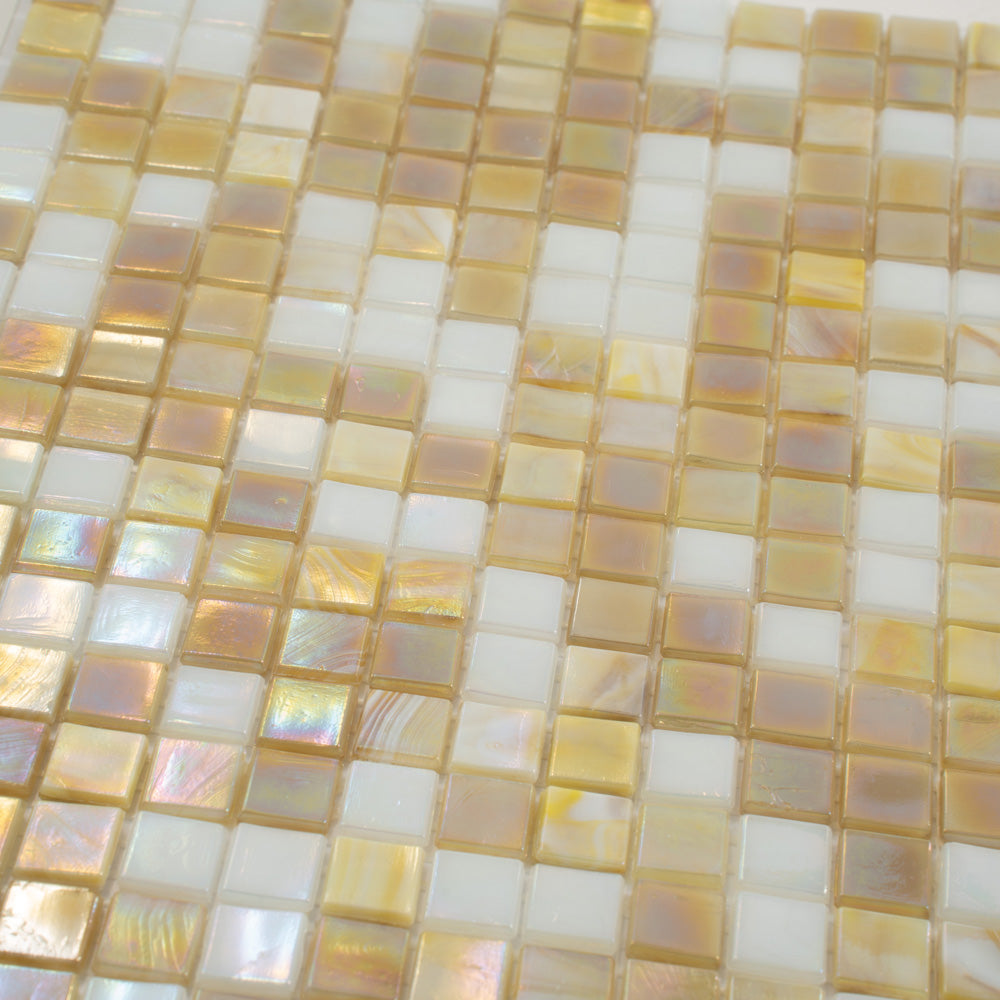 Yellow Gold White 12x12 Glossy Uniform Square Glass Mosaic Tile (20 pack, 18.69 sq ft/case)