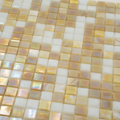Yellow Gold White 12x12 Glossy Uniform Square Glass Mosaic Tile (20 pack, 18.69 sq ft/case)