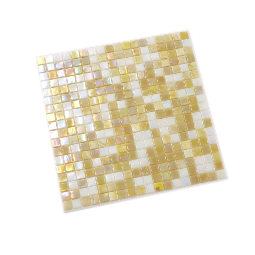 Yellow Gold White 12x12 Glossy Uniform Square Glass Mosaic Tile (20 pack, 18.69 sq ft/case)